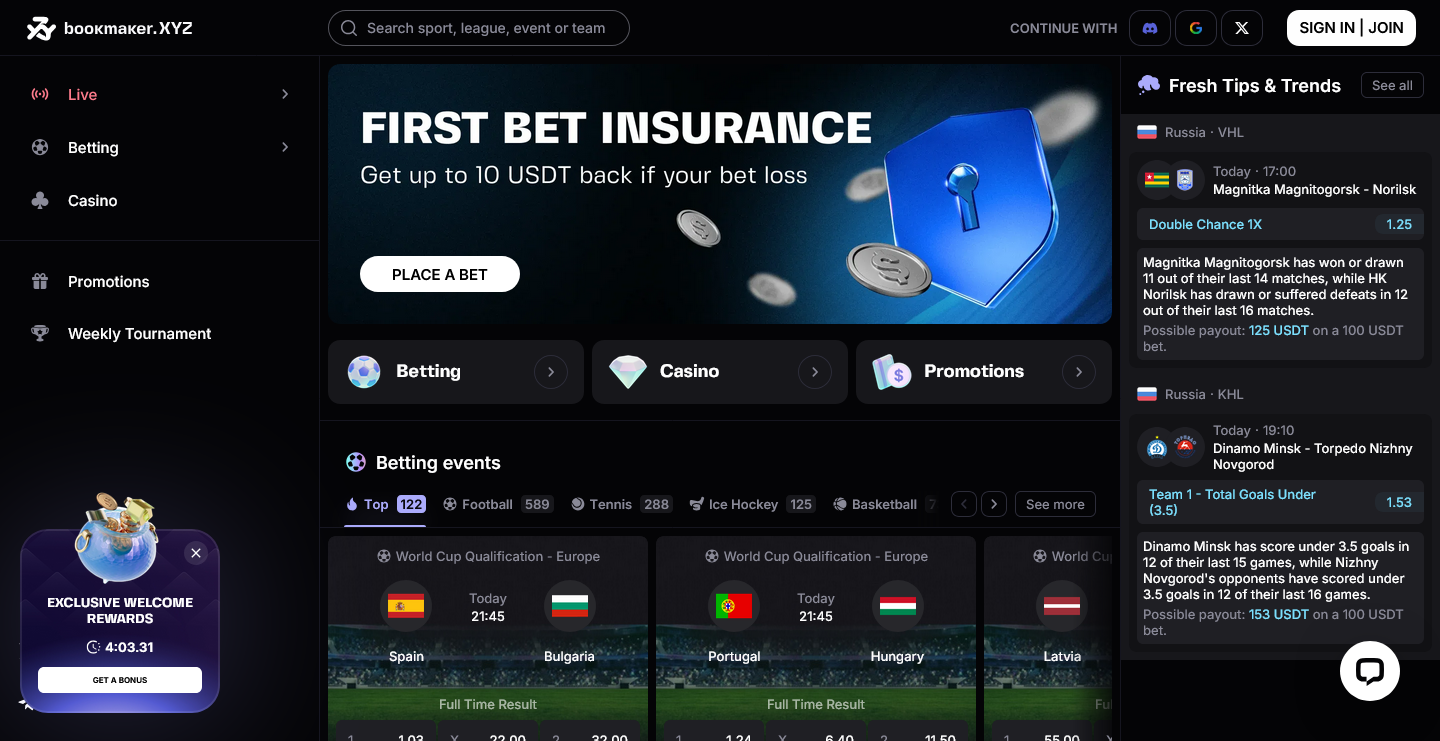 Bookmaker XYZ Screenshot 1