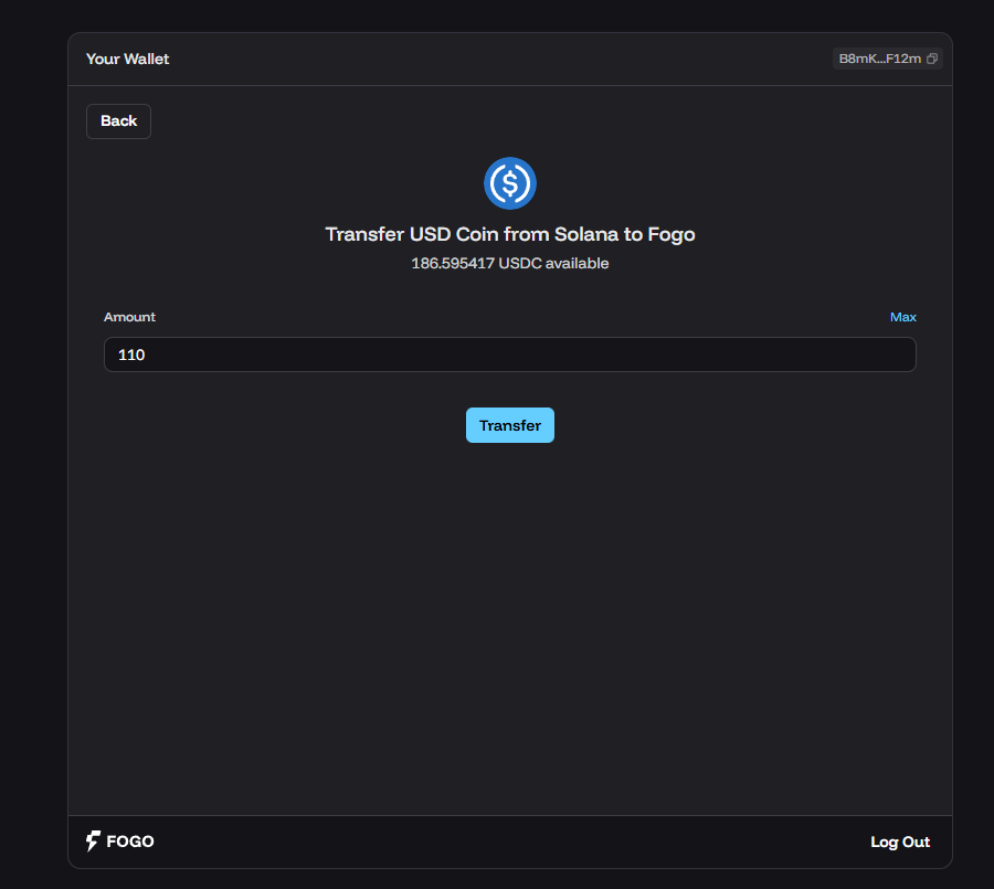 Fogo Blockchain Transfer